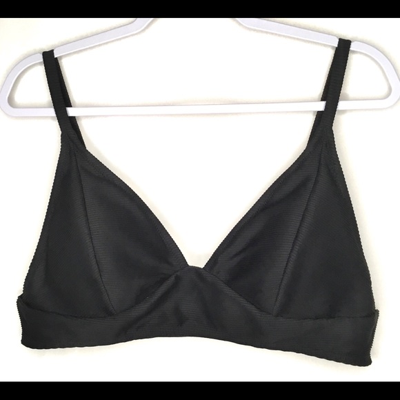 Old Navy Bikini Top XXL Black Triangle Ribbed - Picture 2 of 8